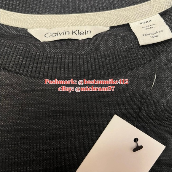 Calvin Klein Black Long Sleeves Crew pullover SM Mens CK lightweight knit w logo - Picture 8 of 14
